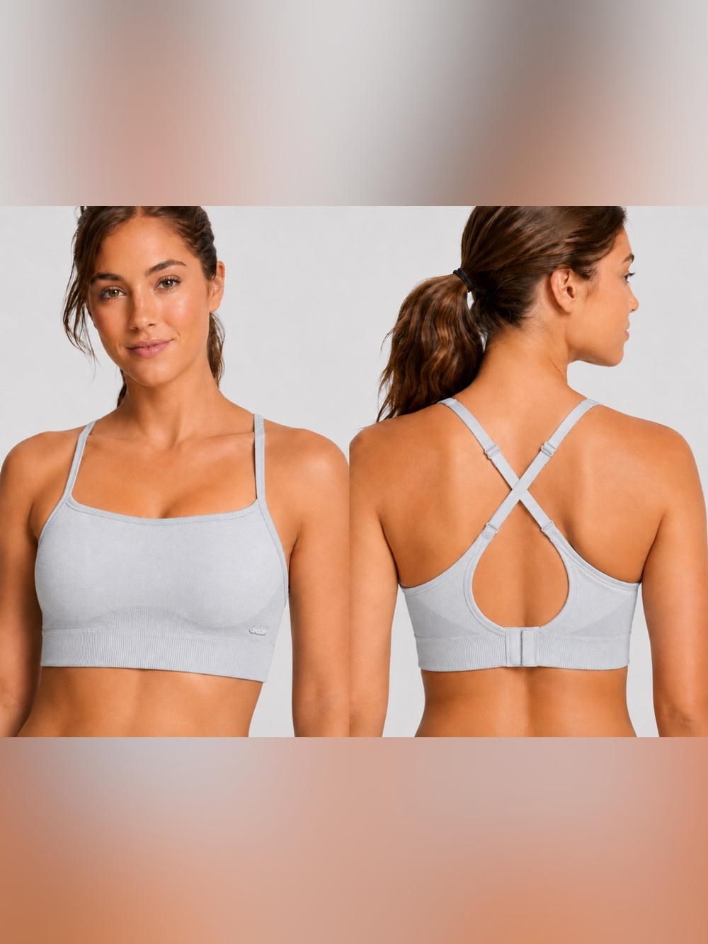 Victoria’s Secret Pink Seamless Air Sports Bra Silver Shimmer size large